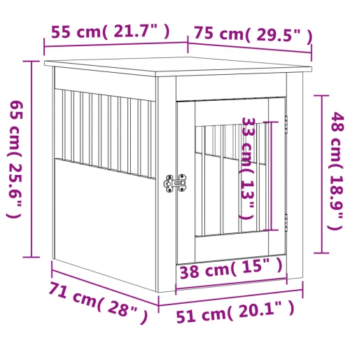 vidaXL Dog Crate Furniture Black 55x75x65 cm Engineered Wood