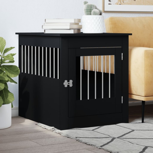 vidaXL Dog Crate Furniture Black 64.5x80x71 cm Engineered Wood