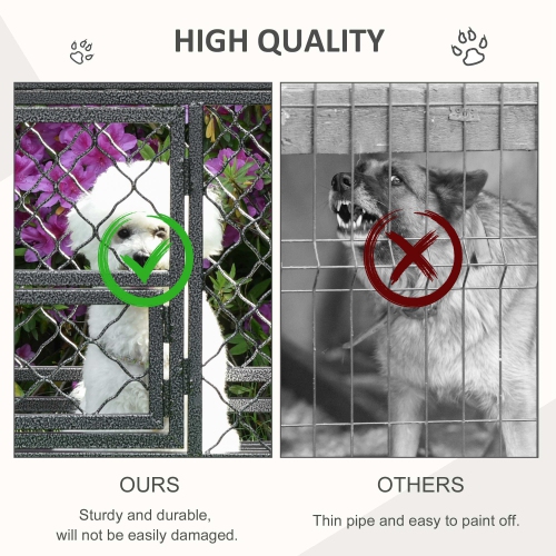 PawHut Heavy Duty Dog Crate, Metal Dog Kennel Cage with Wheels, Openable Top, Removable Tray, Stainless Steel Bowl, for Small, Medium, Large Dogs,