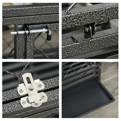 PawHut Heavy Duty Dog Crate, Metal Dog Kennel Cage with Wheels, Openable Top, Removable Tray, Stainless Steel Bowl, for Small, Medium, Large Dogs,