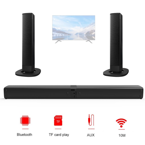 Portable Surround Sound Bar Wireless Subwoofer 2 Speaker System Home Theater