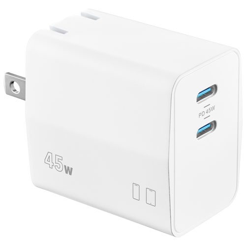 Insignia 45W 2-Port USB-C Wall Charger - White by INSIGNIA - Open Box condition - Image 2