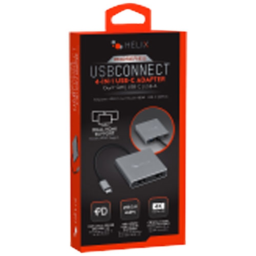 Refurbished Helix 4-in-1 USB-A to Dual HDMI Adapter with USB-C Power Delivery