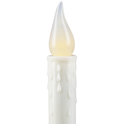 LED Flickering Window Candle with Timer - 8.5" - Brass and White - Set of 4