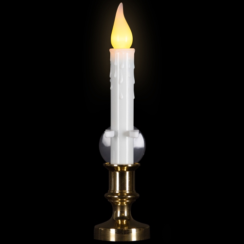 LED Flickering Window Candle with Timer - 8.5" - Brass and White - Set of 4