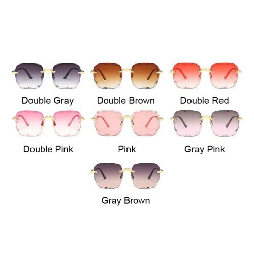 Square Sunglasses Woman Brand Designer Fashion Rimless Gradient Sun Glasses Shades Cutting Lens Ladies Frameless Eyeglasses 2025 - Black