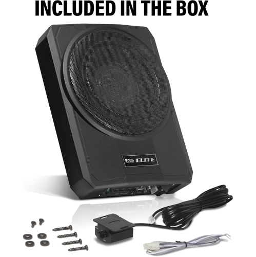 BOSS Audio Systems Elite SLIM10 Amplified Car Subwoofer - Low Profile, 10 Inch Subwoofer, Remote Subwoofer Control, for Vehicles Needing Bass with