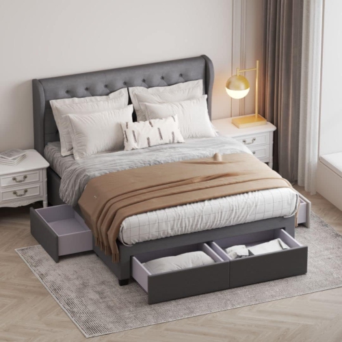 Lit avec rangement à 4 tiroirs Brittany