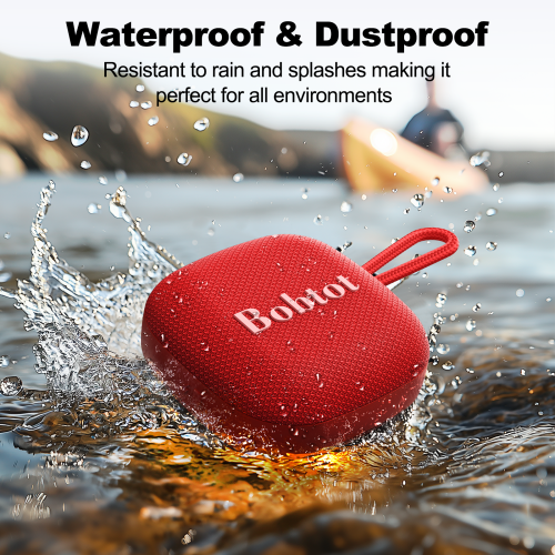 Bobtot Portable Bluetooth Wireless Speaker - IPX7 Waterproof Small Shower Speakers with 10W Peak Loud Stereo Sound, 16 Hours Playtime, Rich Bass,