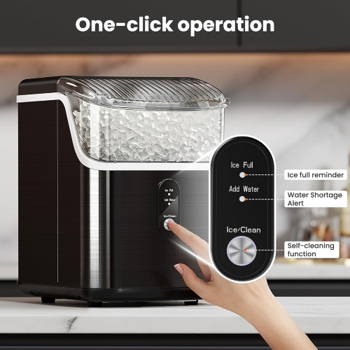 ZAFRO Nugget Ice Maker Countertop, Pebble Ice Maker with Chewable Ice, 34lbs/Day, One-Click Operation, Self-Cleaning Ice Machine, Pellet Ice Maker