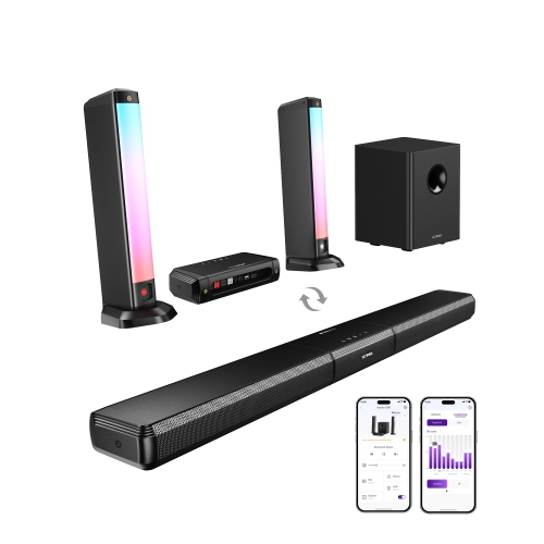 ULTIMEA 7.1ch Virtual Surround Sound Bar, Sound Bar For Smart TV With 4 Surround Speakers, Peak Power 330W, Surround Sound System For TV, App Control, OPT/AUX/BT, Aura A40 | Best Buy Canada