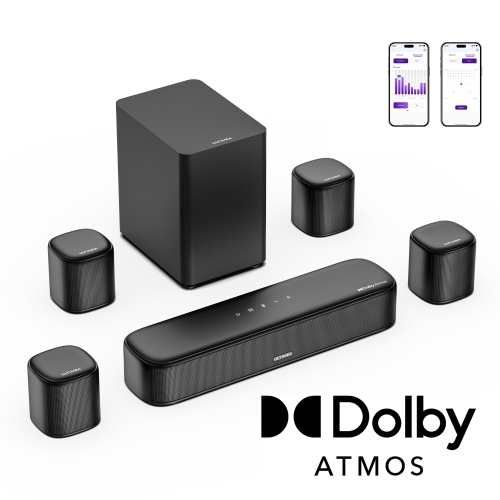 Image 1 de 10.. ULTIMEA 7.1ch Sound Bar with Dolby Atmos, Soundbar with Subwoofer and 4 Surround Speakers, Sound Bar for Smart TV with App Control for Home Theater,