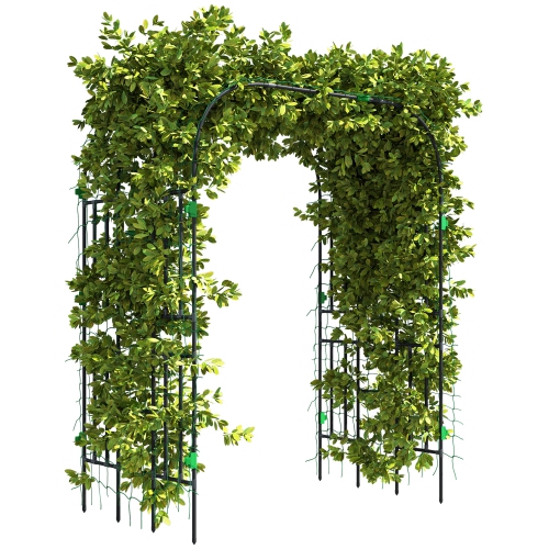 OUTSUNNY  Garden Arch Trellis, 8 Ft Tall Metal Plant Trellis Support \w Trellis Netting, Outdoor Archway Trellis for Climbing Plants, Vegetables