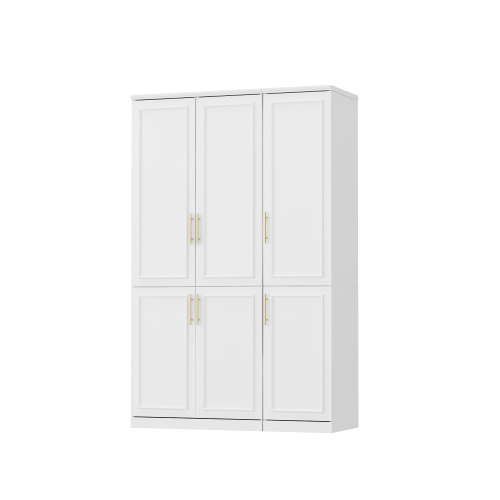 HOMSEE  Versatile Wardrobe With Adjustable Shelves, Dual Hanging Rods, And Multi-Functional Storage (47.4" W X 19.3" D X 74.8" H), White