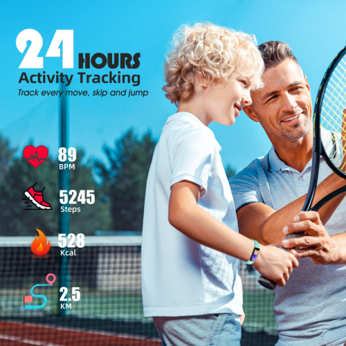 Fitness Tracker Watch for Kids, IP68 Waterproof Activity Tracker, Heart Rate Sleep Monitor, 11 Sport Modes Calorie Step Counter with Alarm Clock and
