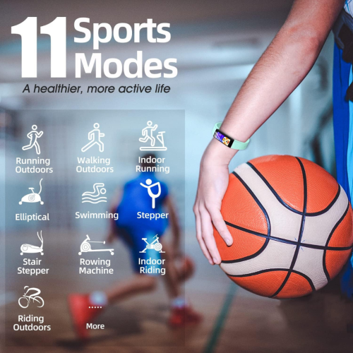 Fitness Tracker Watch for Kids, IP68 Waterproof Activity Tracker, Heart Rate Sleep Monitor, 11 Sport Modes Calorie Step Counter with Alarm Clock and
