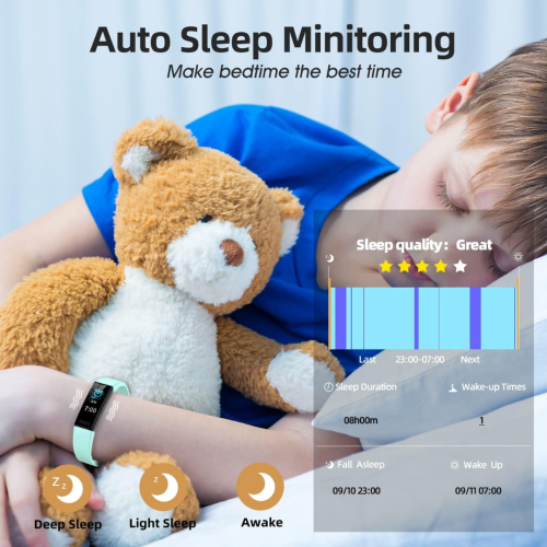 Fitness Tracker Watch for Kids, IP68 Waterproof Activity Tracker, Heart Rate Sleep Monitor, 11 Sport Modes Calorie Step Counter with Alarm Clock and