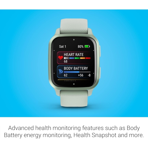 Montre intelligente GPS Venu® Sq 2 de Garmin, suivi santé toute la journée, autonomie longue durée, écran AMOLED, menthe fraîche - Remis à neuf