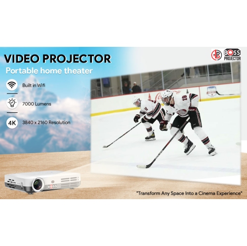 BOSS PROJECTOR  Portable Projector 2025 Upgraded 3840 X 2160 4K Support Dual Control Wifi 6 Bt5.2 Digital Keystone HDMI/tv 