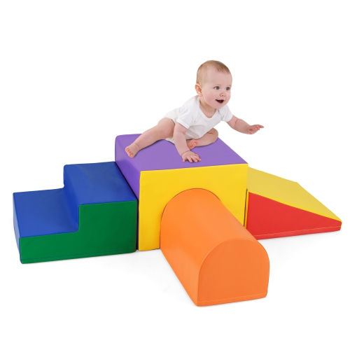 Gymax Kids Climb and Crawl Activity Playset Blocks w/ Waterproof PU Cover EPE Foam