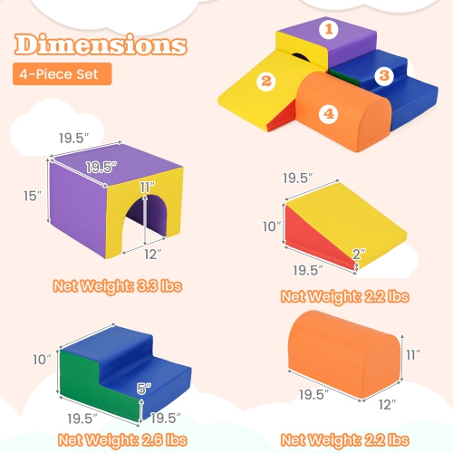 Gymax Kids Climb and Crawl Activity Playset Blocks w/ Waterproof PU Cover EPE Foam