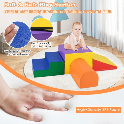 Gymax Kids Climb and Crawl Activity Playset Blocks w/ Waterproof PU Cover EPE Foam