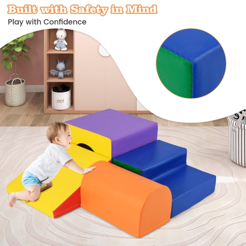 Gymax Kids Climb and Crawl Activity Playset Blocks w/ Waterproof PU Cover EPE Foam