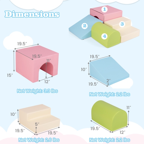 Gymax Kids Climb and Crawl Activity Playset Blocks w/ Waterproof PU Cover EPE Foam