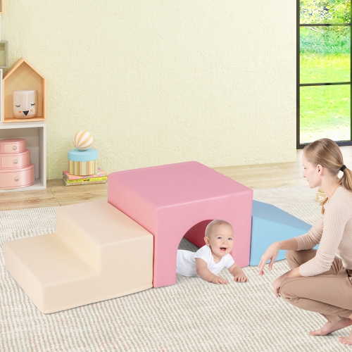 Gymax Kids Climb and Crawl Activity Playset Blocks w/ Waterproof PU Cover EPE Foam