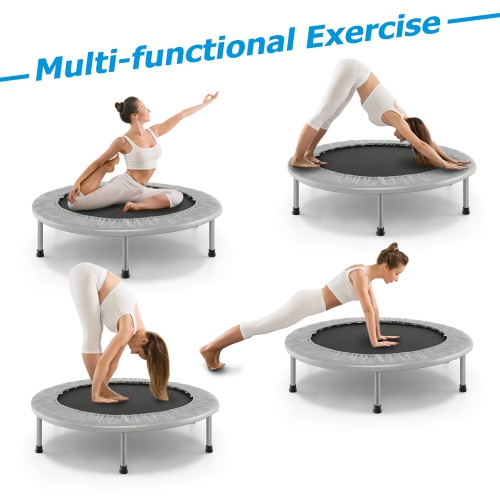 Gymax Mini Folding 36'' Trampoline Portable Recreational Fitness Rebounder Silver