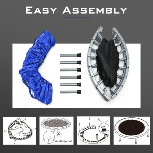 Gymax Mini Folding 36'' Trampoline Portable Recreational Fitness Rebounder Blue