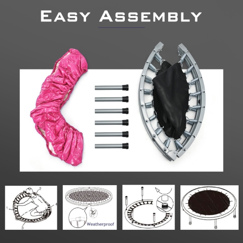 Gymax Mini Folding 36'' Trampoline Portable Recreational Fitness Rebounder Pink