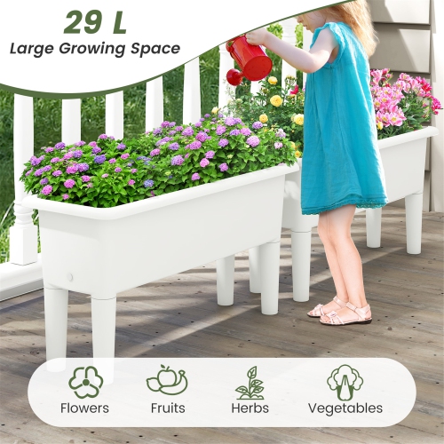 Gymax 2 PCS Raised Garden Beds with Detachable Legs & Drainage Hole for Vegetables
