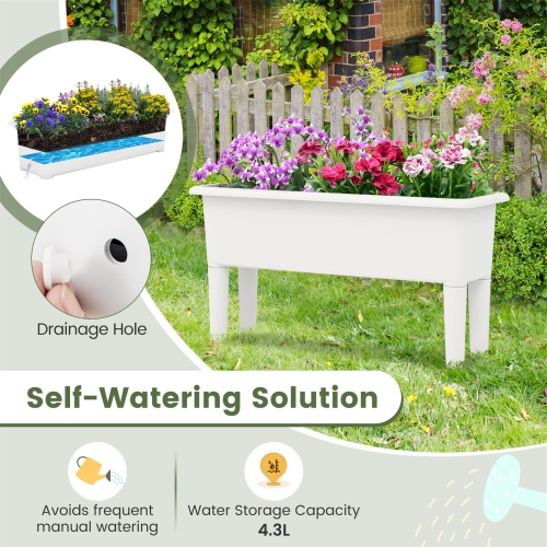 Gymax 2 PCS Raised Garden Beds with Detachable Legs & Drainage Hole for Vegetables