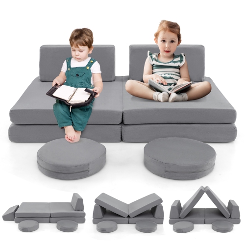 Gymax 6PCS Modular Kids Foam Play Couch Set w/Washable Covers Sectional Play Sofa