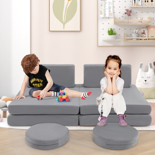Gymax 6PCS Modular Kids Foam Play Couch Set w/Washable Covers Sectional Play Sofa