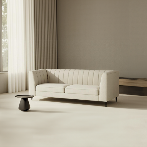 Aykah Enigma 3 Seater Sofa, Modern Upholstered Comfortable Sofa 76" with Channel Tufting, Armrest, Metal Legs, Perfect for Living Room Furniture or