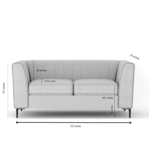 Aykah Enigma Loveseat, Modern Upholstered Comfortable Loveseat with Channel Tufting, Armrest, Metal Legs, Perfect for Living Room Furniture or Bedroom