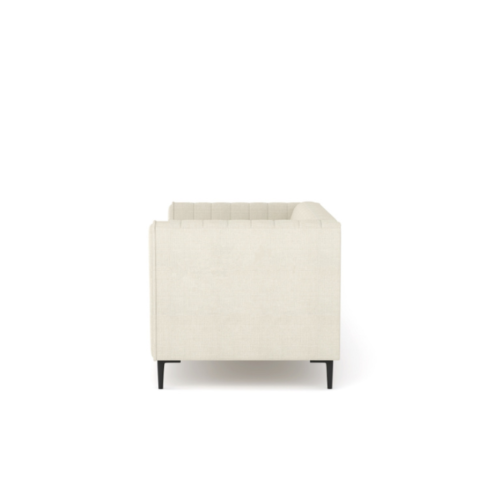 Aykah Enigma, causeuse moderne rembourrée et confortable avec capitonnage à sillons, accoudoirs, pattes en métal, parfaite pour le mobilier de salon