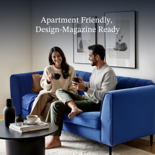 Aykah Velvet Enigma 3 Seater Sofa, Modern Upholstered Comfortable Sofa 76" with Channel Tufting, Armrest, Metal Legs, Perfect for Living Room