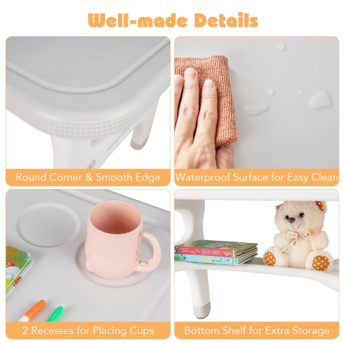 Gymax Kids Table and Chair Set w/Cute Dinosaur Modeling Storage Rack & Building Blocks