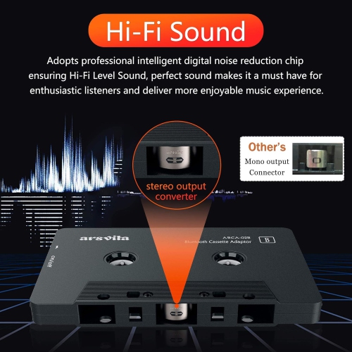 Arsvita - Récepteur audio pour l'auto Bluetooth sans fil cassette, lecteur de cassettes Bluetooth 5,0 adaptateur auxiliaire