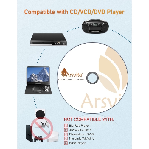 Arsvita - CD Laser Lens Cleaner Disc Cleaning Set for CD/VCD/DVD Player, Safe and Effective