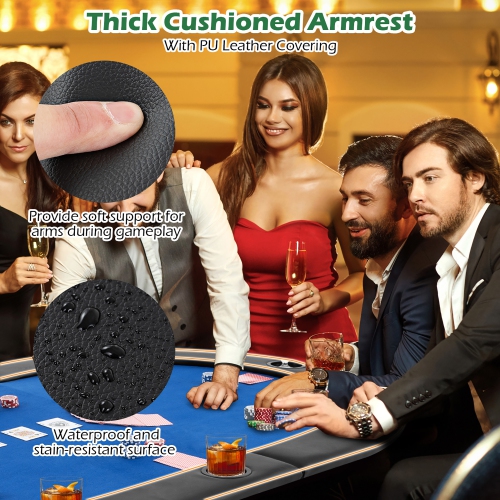 Gymax 84'' x 42'' 10-Player Foldable Padded Poker Table Top w/ Carrying Bag Cup Holders