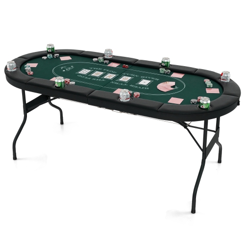 GYMAX  8 Player Foldable Poker Table Portable Folding Texas Holdem Table W/padded Rail