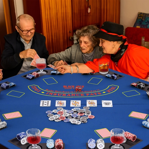 Gymax 8-Player Portable Poker Table Top w/Cup Holders & Chip Trays Carrying Bag Blue