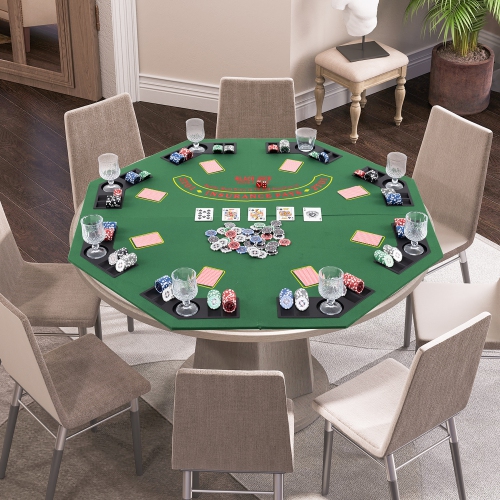 Gymax 8-Player Portable Poker Table Top w/Cup Holders & Chip Trays Carrying Bag Green