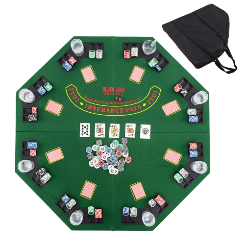 Gymax 8-Player Portable Poker Table Top w/Cup Holders & Chip Trays Carrying Bag Green