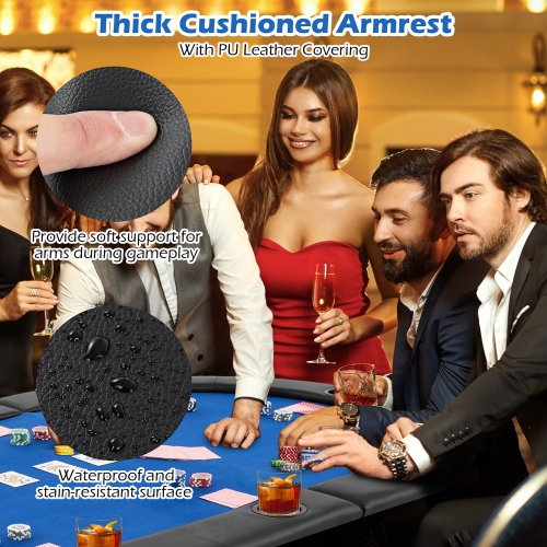Gymax 84'' x 42'' 10-Player Foldable Padded Poker Table Top w/ Carrying Bag Cup Holders