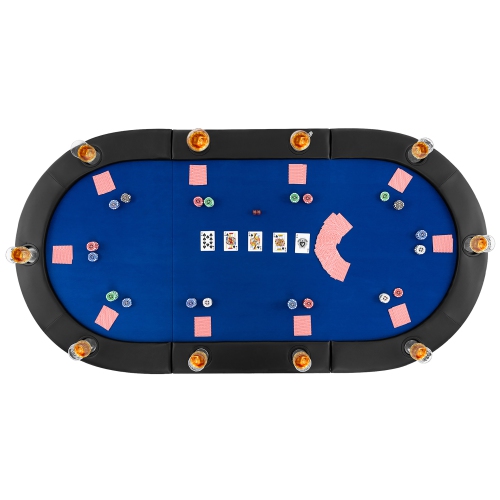 Gymax 84'' x 42'' 10-Player Foldable Padded Poker Table Top w/ Carrying Bag Cup Holders
